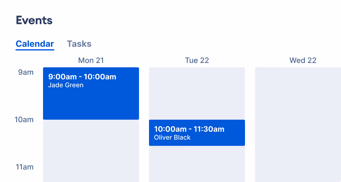 PaintScout CRM calendar view displaying scheduled painting estimate appointments for sales team members across multiple days